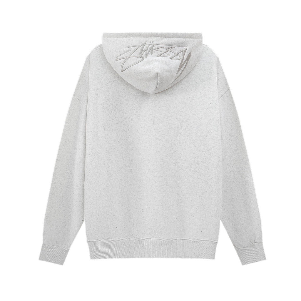 Embroidered Fleece-Lined Hooded Sweater