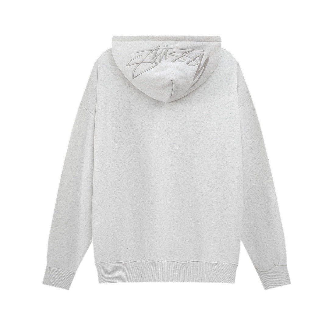 Embroidered Fleece-Lined Hooded Sweater