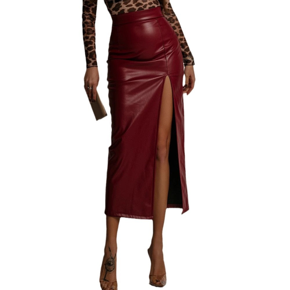 Leather Slit Skirt