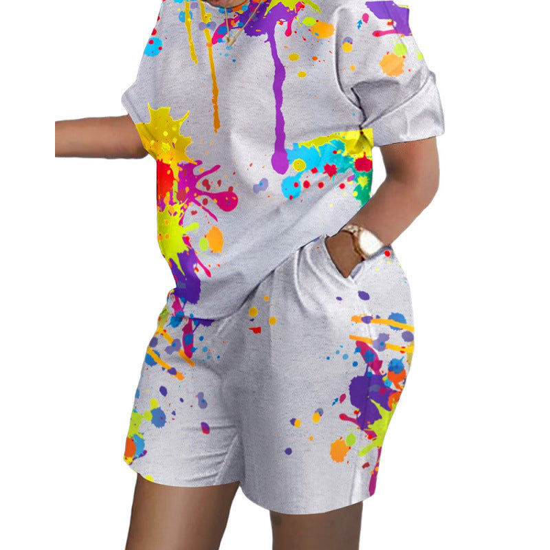 Short-Sleeved Printed Commuter Suit