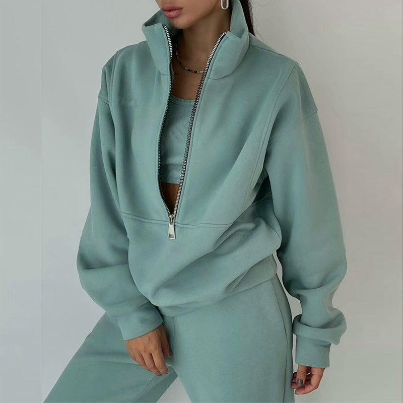 Casual Fashion Suit for Women - Two-Piece Set Sweatshirt and Trousers