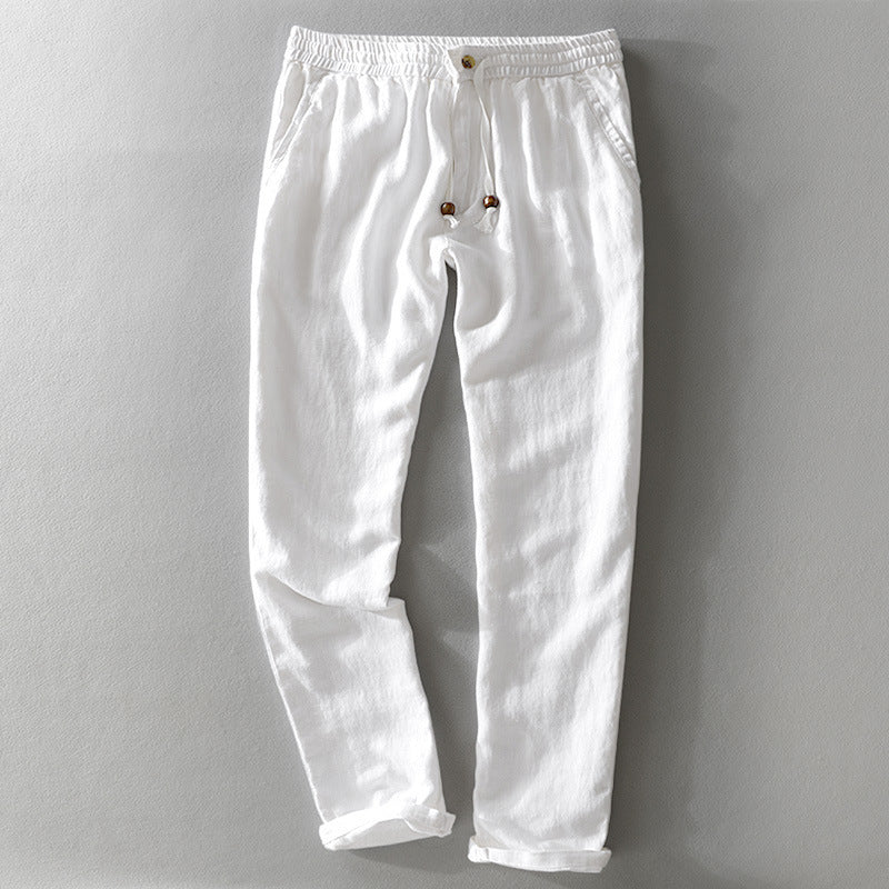 Men's Linen Straight Leg Casual Trousers