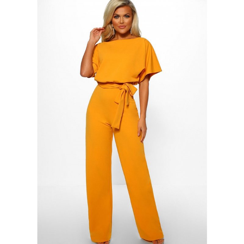 Elegant Button-Up Short-Sleeve Jumpsuit