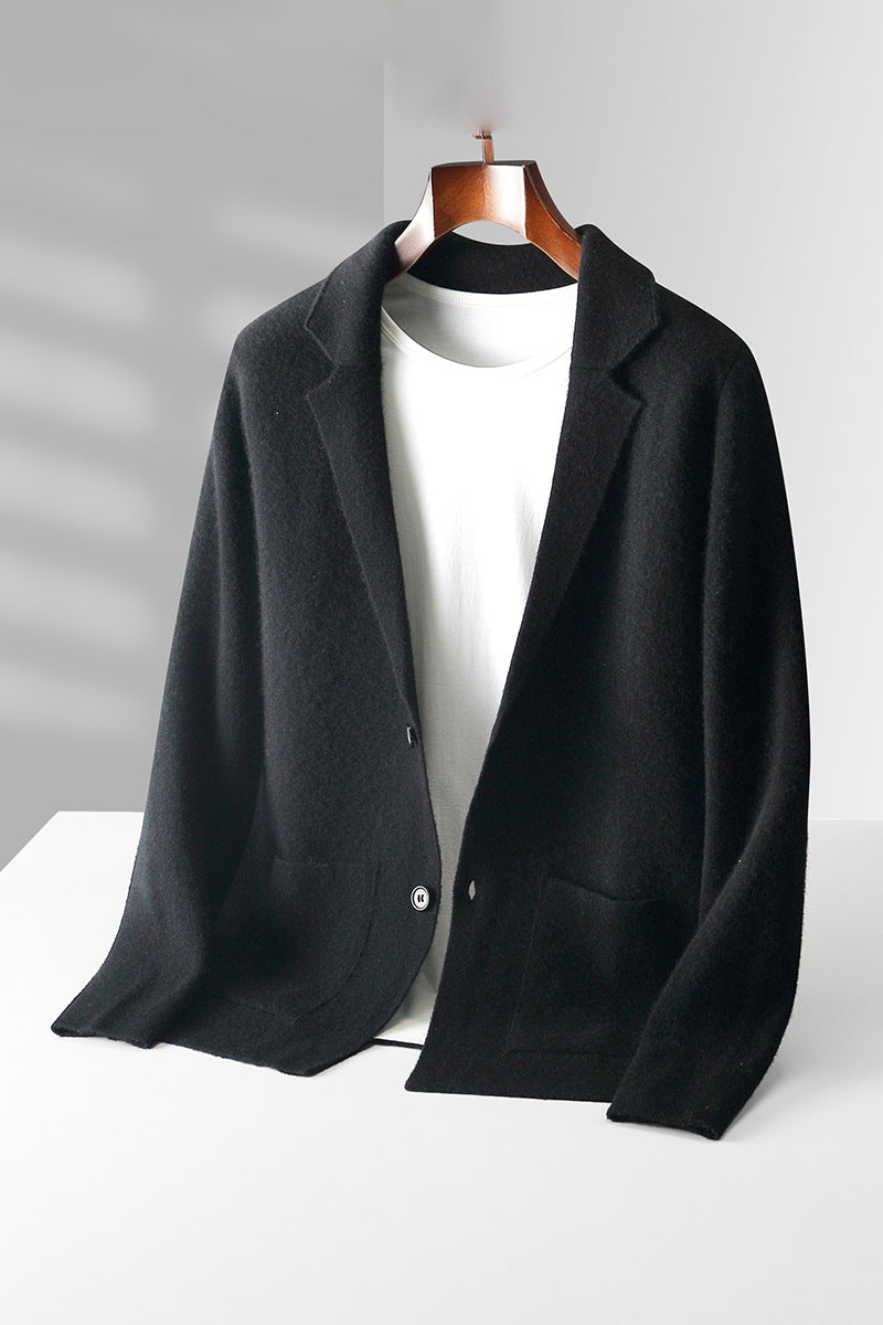 Men's Pure Wool V-neck Cardigan Thickened Sweater