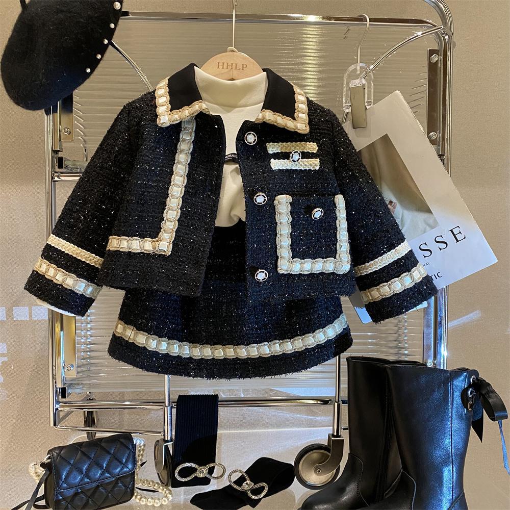 Girls Braided Plaid Two-Piece - Two-piece set jacket and skirt