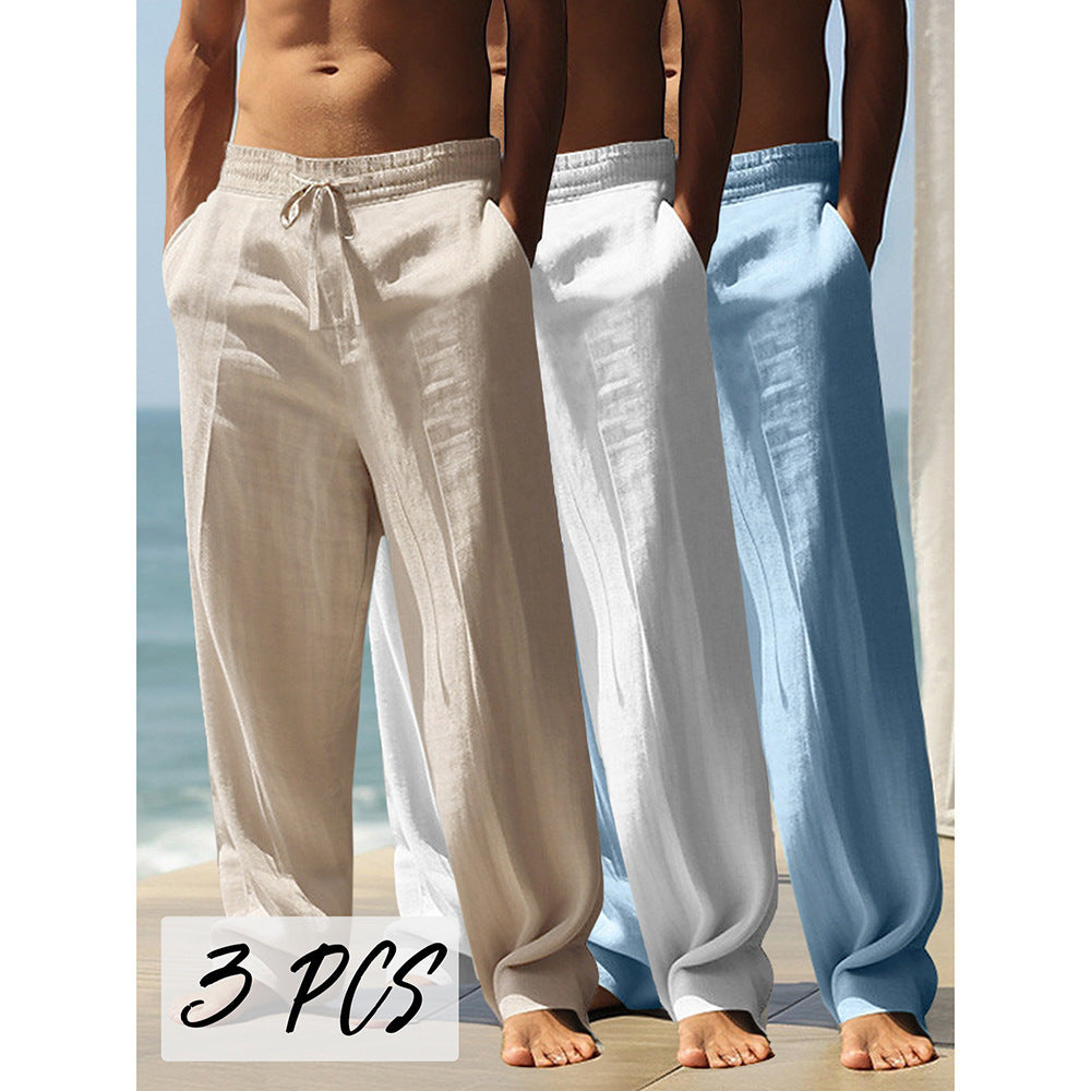 Men's Straight Leg Casual Pants with Drawstring Waist