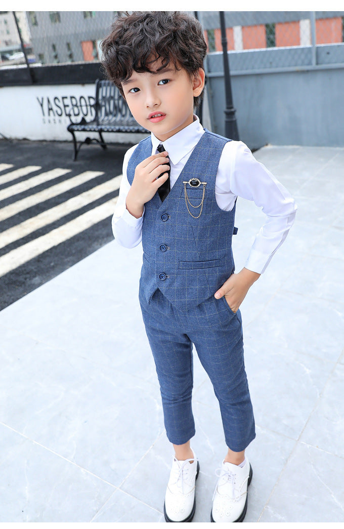 Boys' Plaid Vest Two-Piece