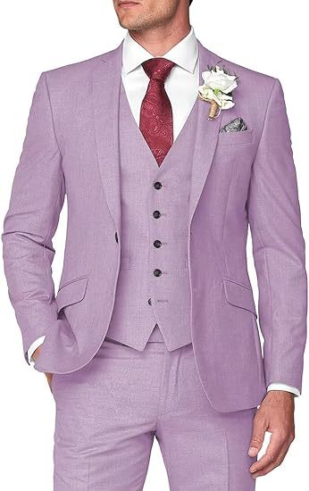 Men's Three-Piece Slim Fit Suit for Business and Wedding