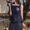 Denim suit vest and trousers