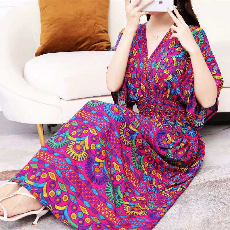 V-neck beach vacation dress