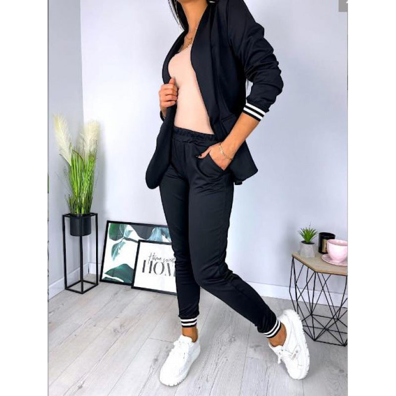 Casual Long Sleeve Blazer and Trousers Set