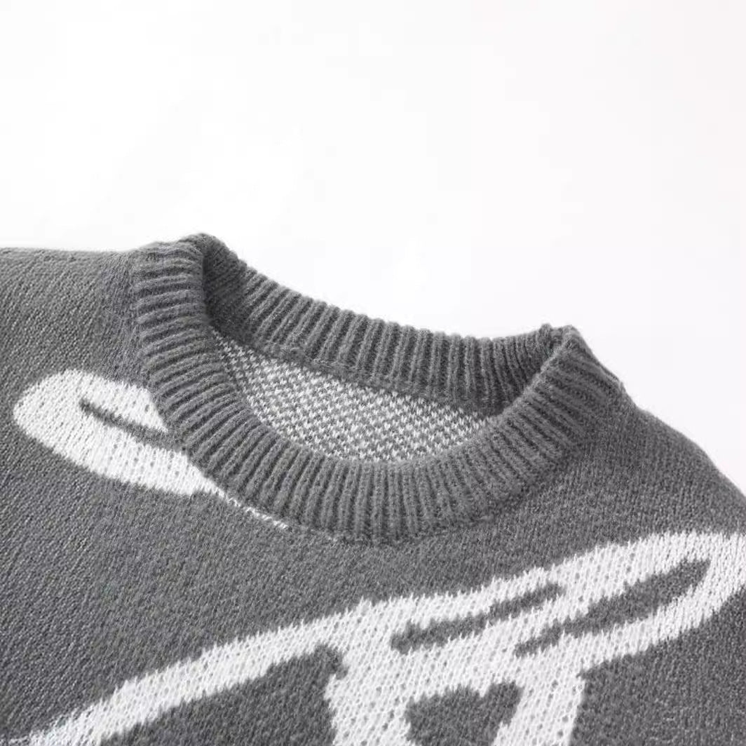 Men's loose round-neck knitted sweater