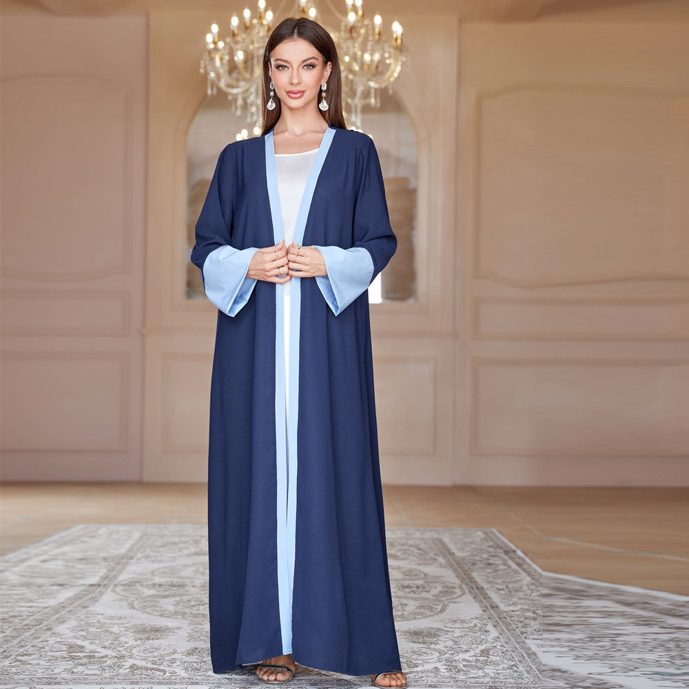 Patchwork Sleeve Cardigan Robe with Headscarf