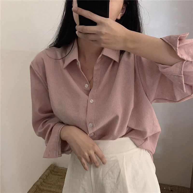 Casual long-sleeved striped shirt