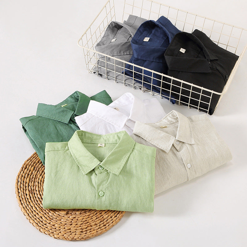 Spring linen shirt with long sleeves