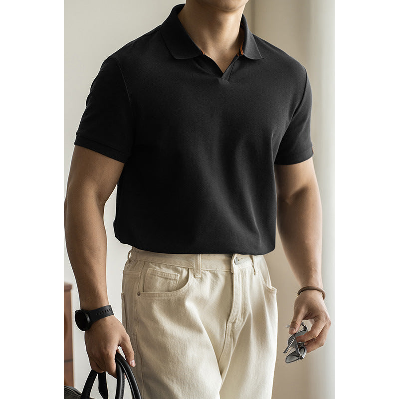 Casual small V-neck polo shirt