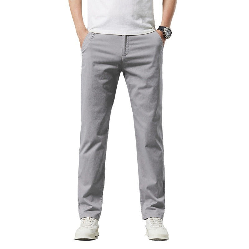 Men's Straight-Leg Cotton Casual Trousers for Summer