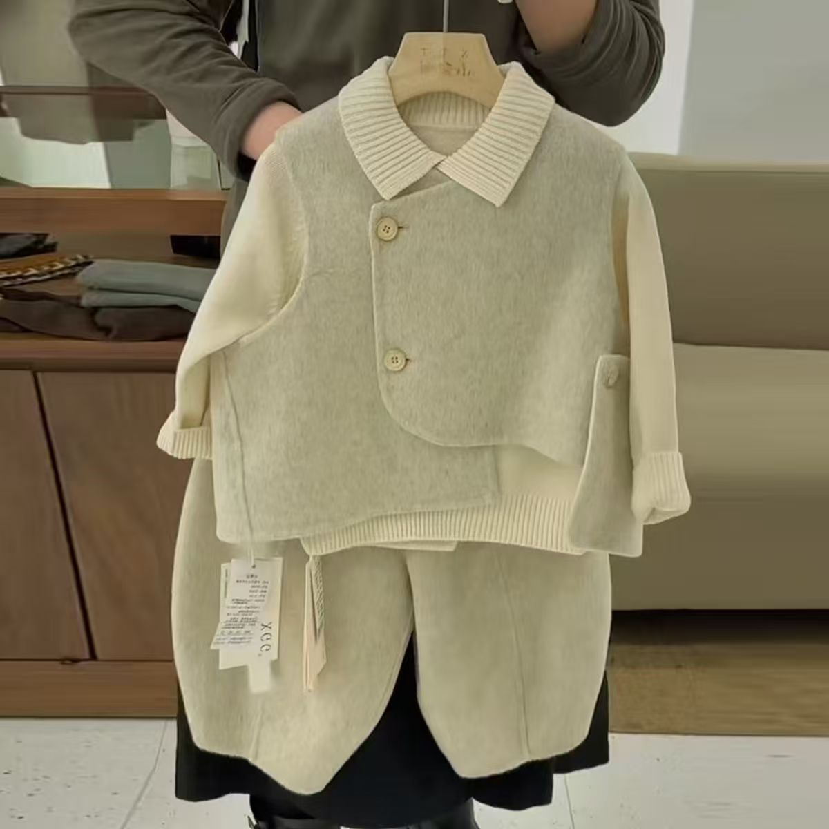 Kids' Wool Blend Vest and Pants Set