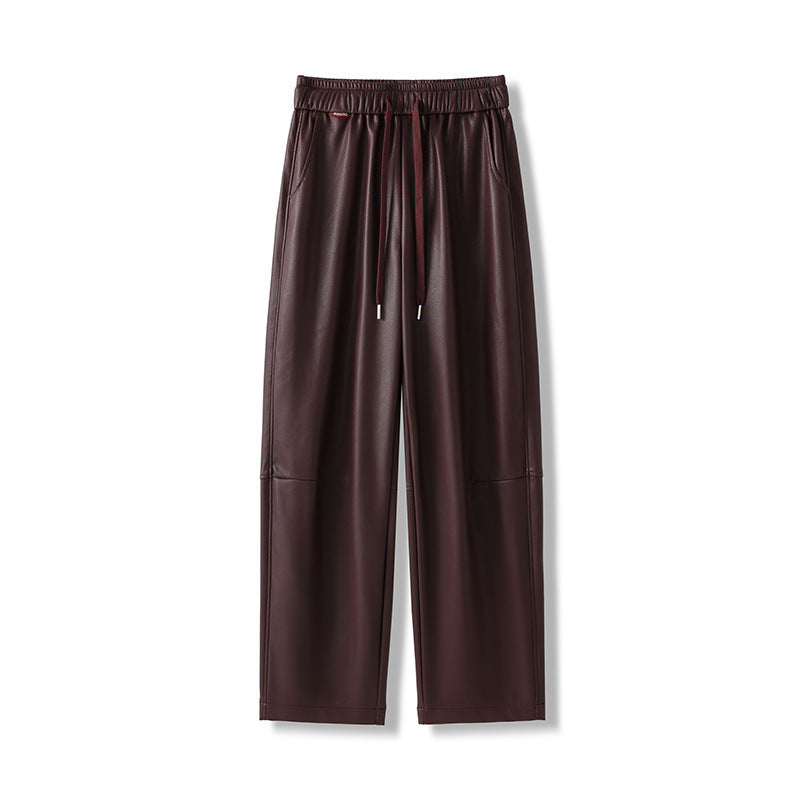 Women's Matte PU Leather High Waisted Tapered Pants