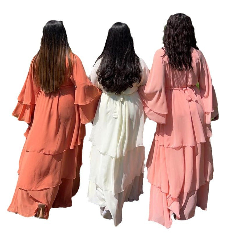Cardigan long robe chiffon dress