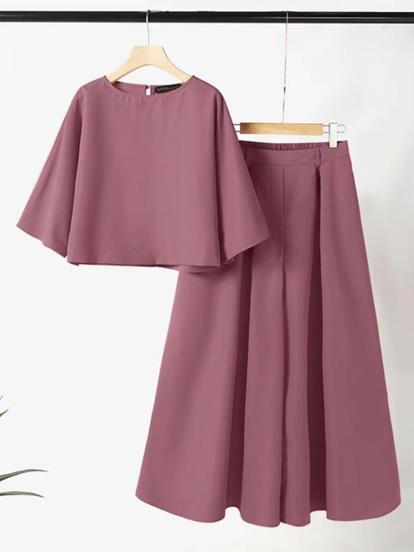 Solid Color Short-sleeved Casual Loose Trousers