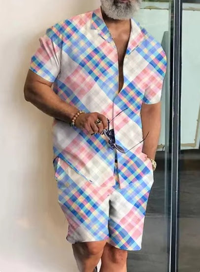 Men's Casual Short-Sleeved Shirt and Shorts Set