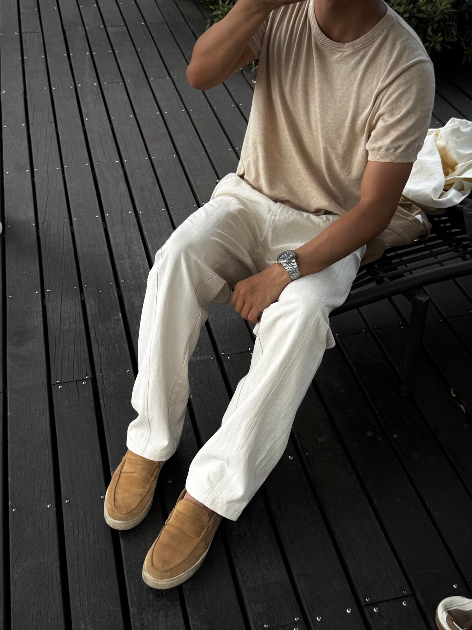 Herringbone Pure Cotton Commuter Trousers