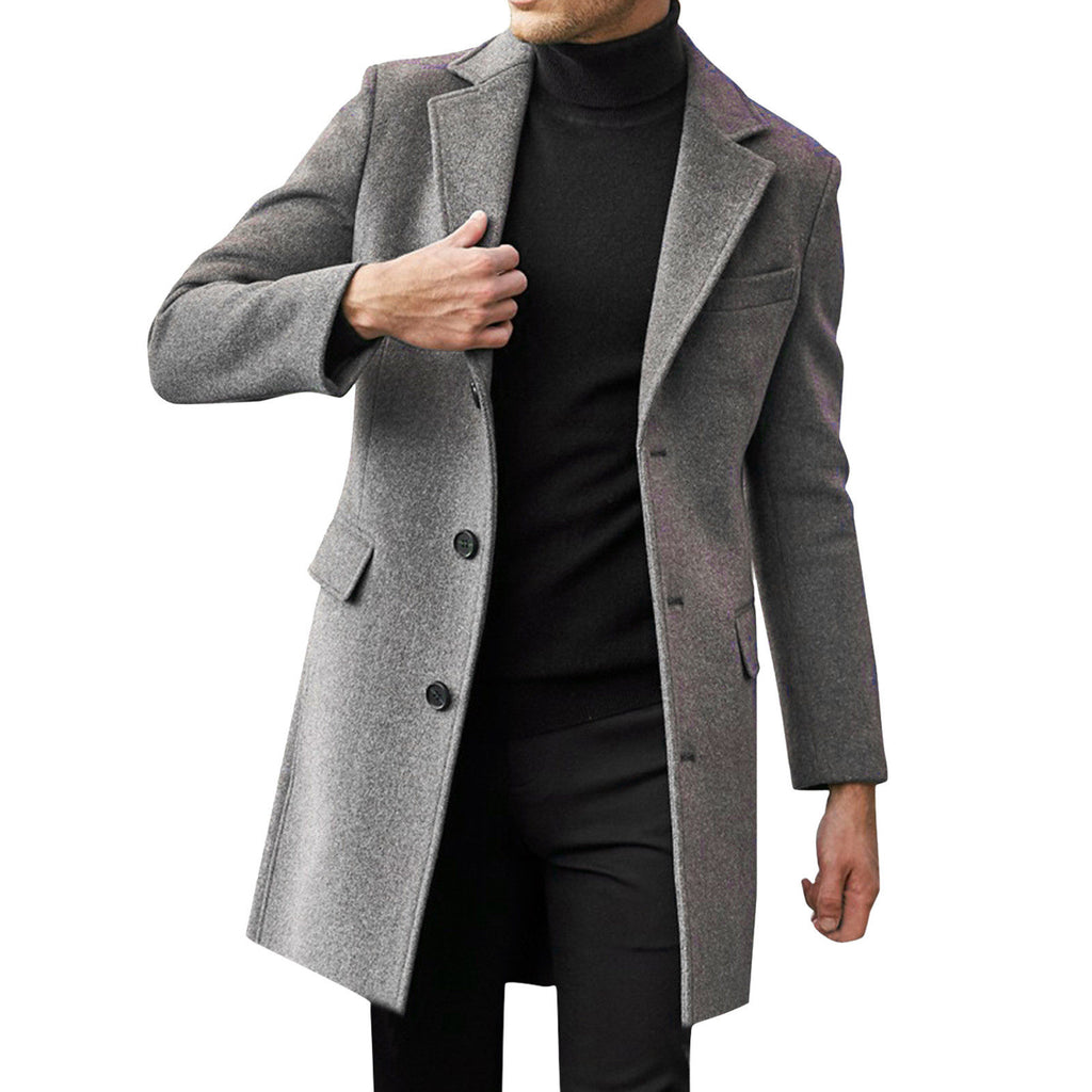 Men's Mid-Length Single-Breasted Trench Coat