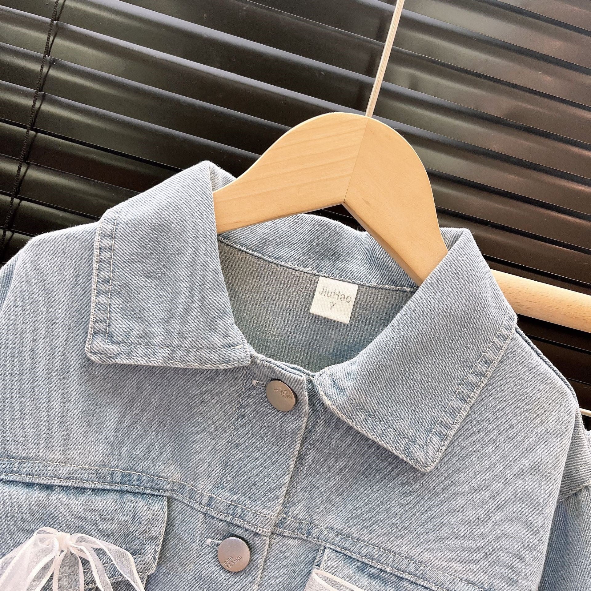 Girls' Denim Lace Jacket and Jeans Set