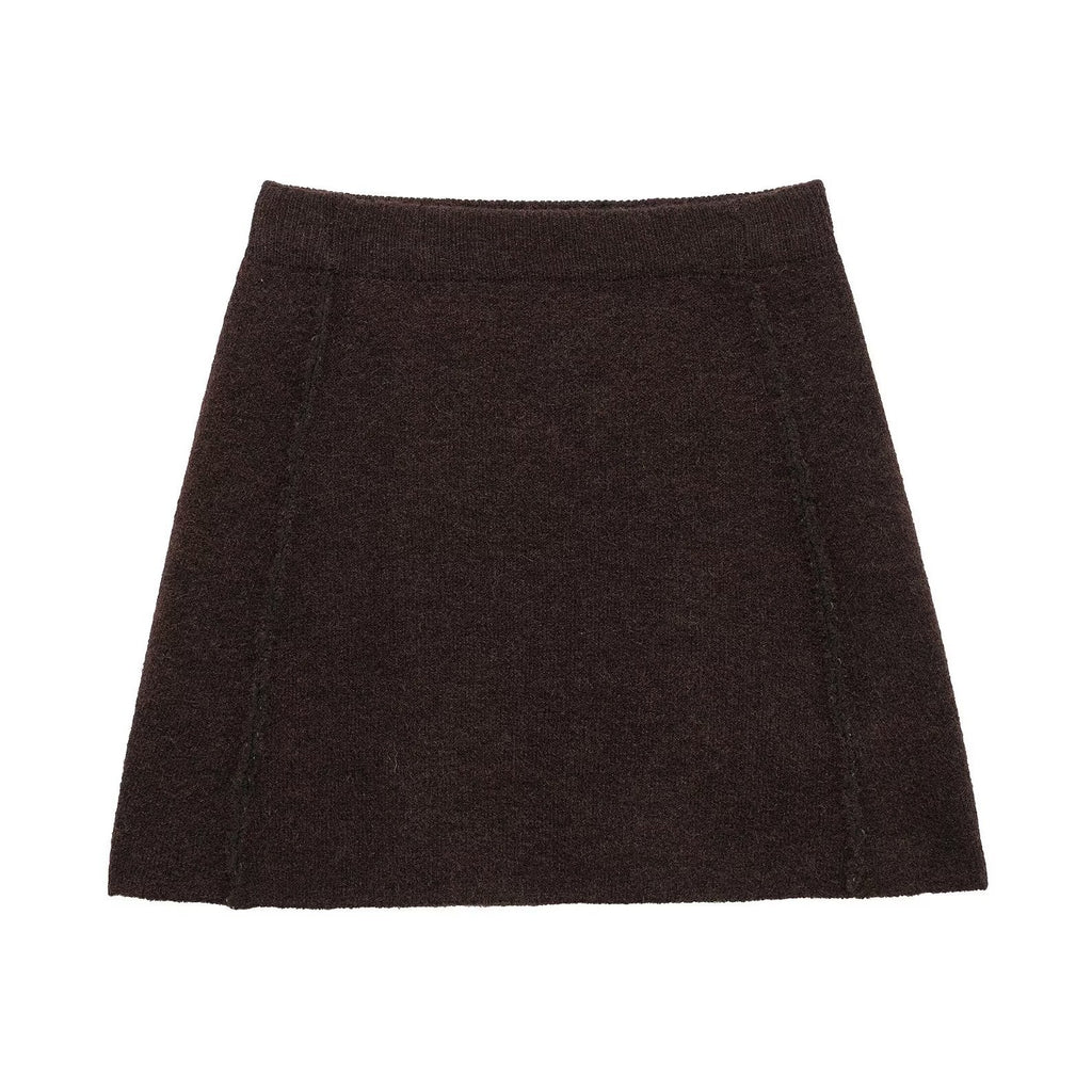 Women's Long sleeve knitted sweater and mini skirt set
