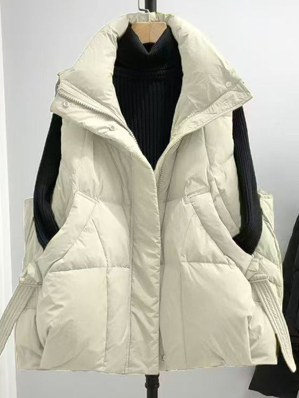 Women's Thickened Polyester Vest with Stand Collar