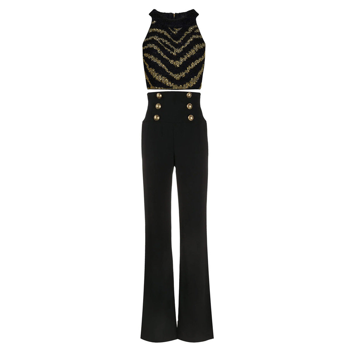 Women's Elegant Vest and Wide-Leg Pants Set