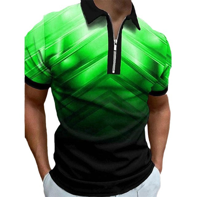 Men's 3D digital printed street short-sleeved shirt