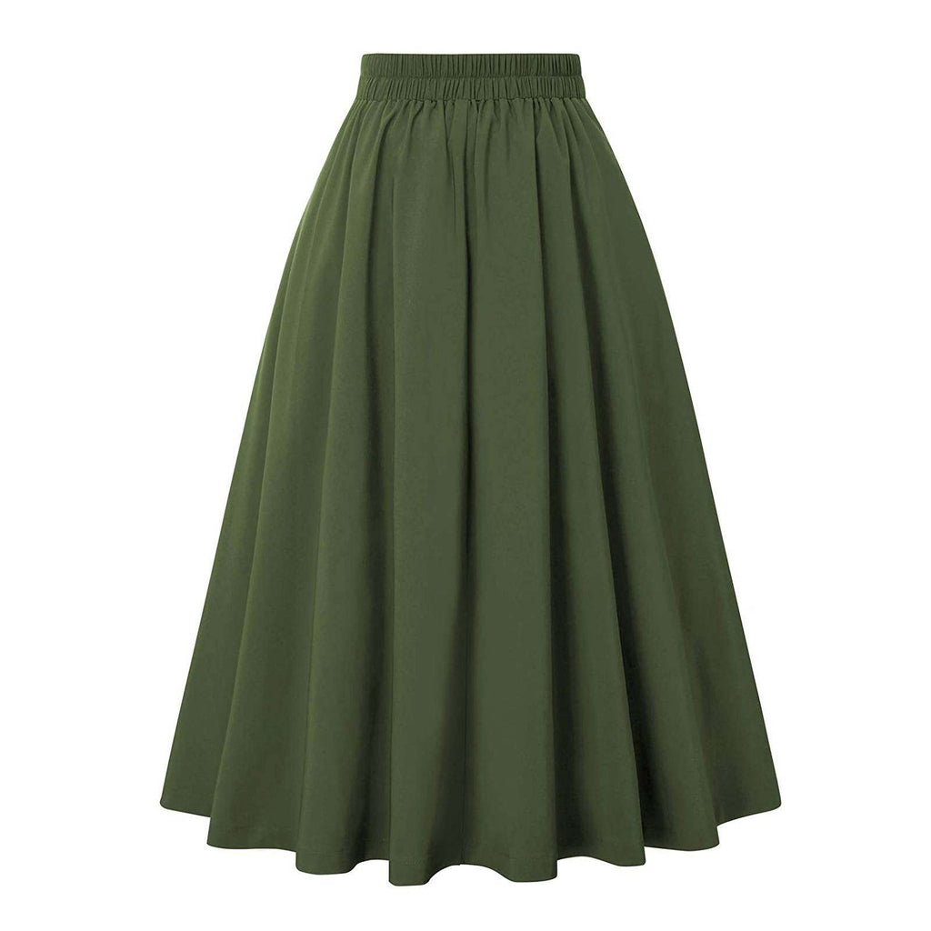 Retro high-waisted pleated long dress