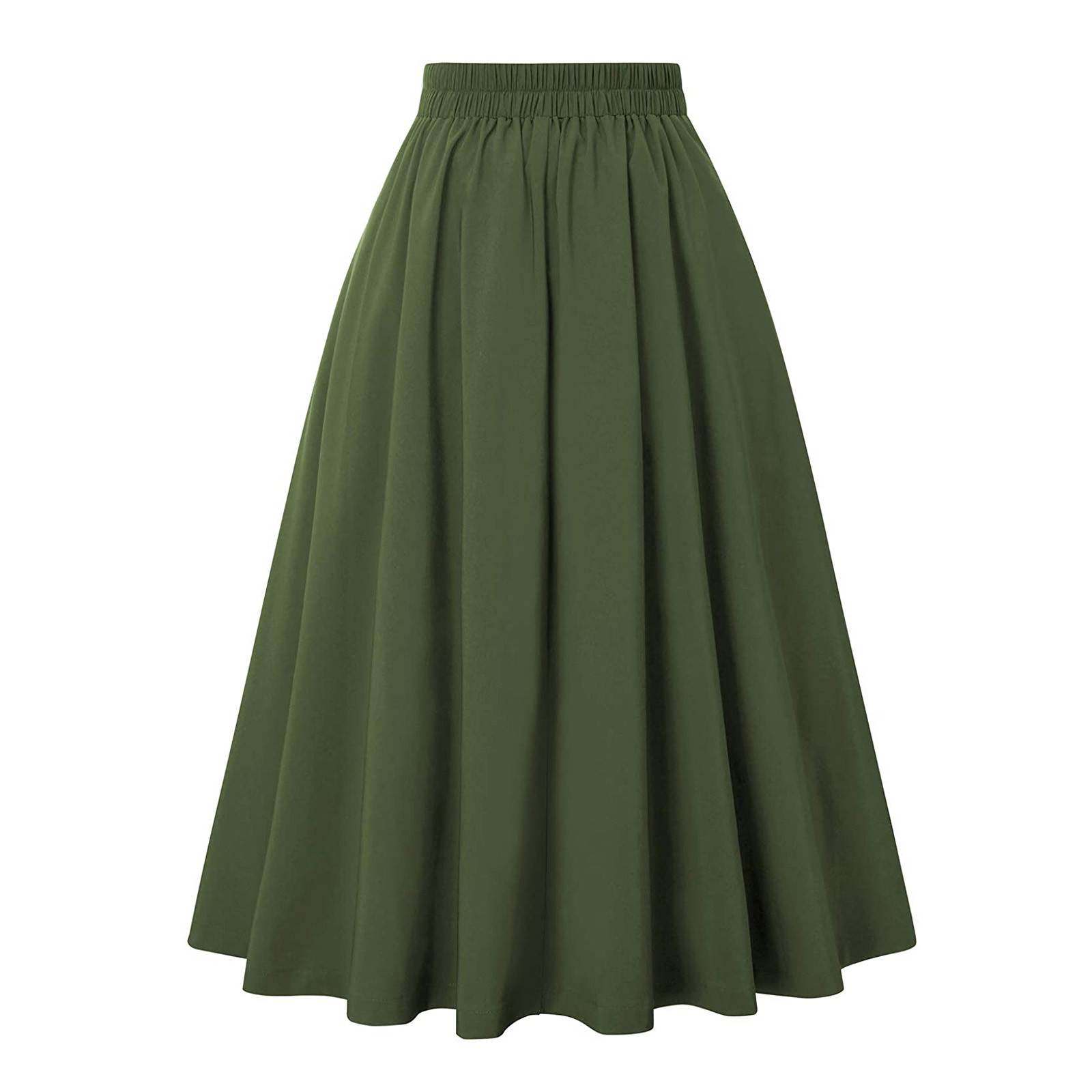 Retro high-waisted pleated long dress