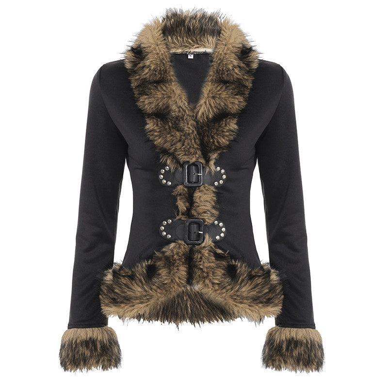 Fur Collar Patchwork Jacket