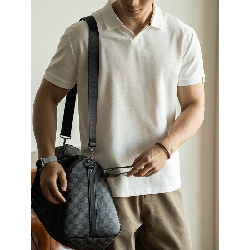 Casual small V-neck polo shirt
