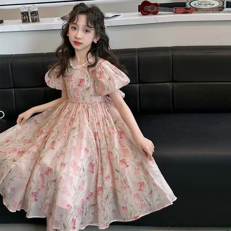 Girls Princess Dress with Puff Sleeves