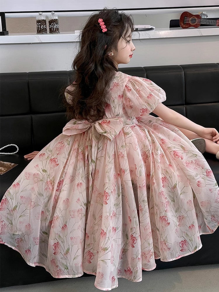 Girls Princess Dress with Puff Sleeves