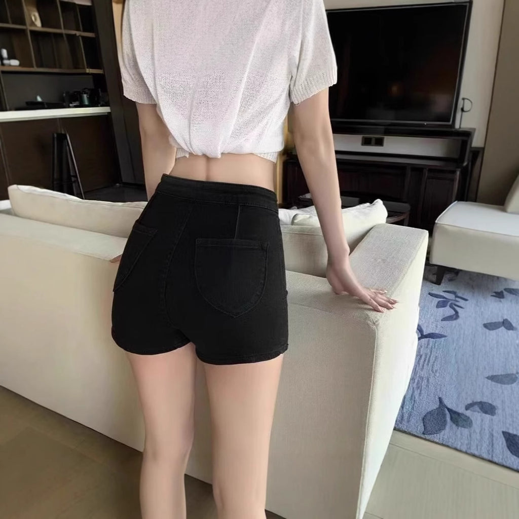 High Waist Denim Shorts A-shaped Slim Fit Hot Pants