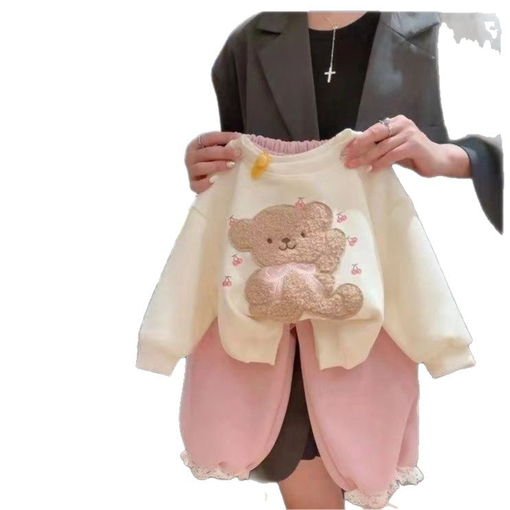 Girls' Cartoon Bear Two-Piece