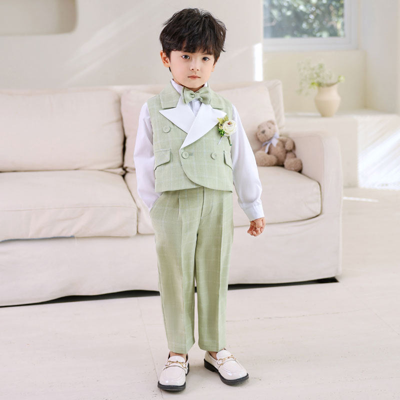Childrens Plaid Vest Suit Set