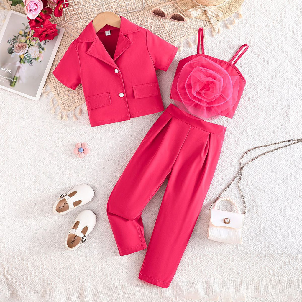 Girls' Mesh Floral 3-Piece Outfit
