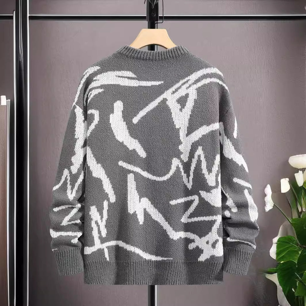 Men's loose round-neck knitted sweater