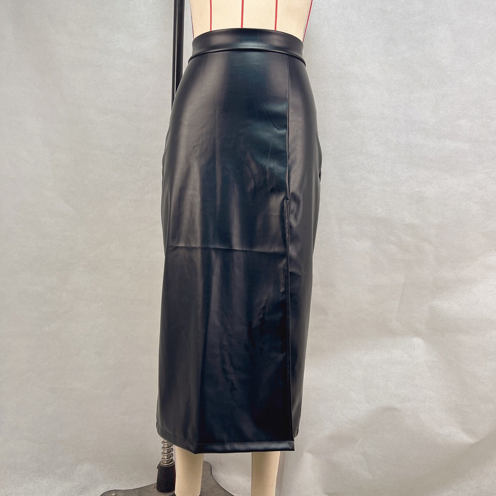 Leather Slit Skirt