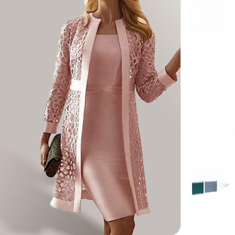 Women's Lace Cardigan Dress with Coat