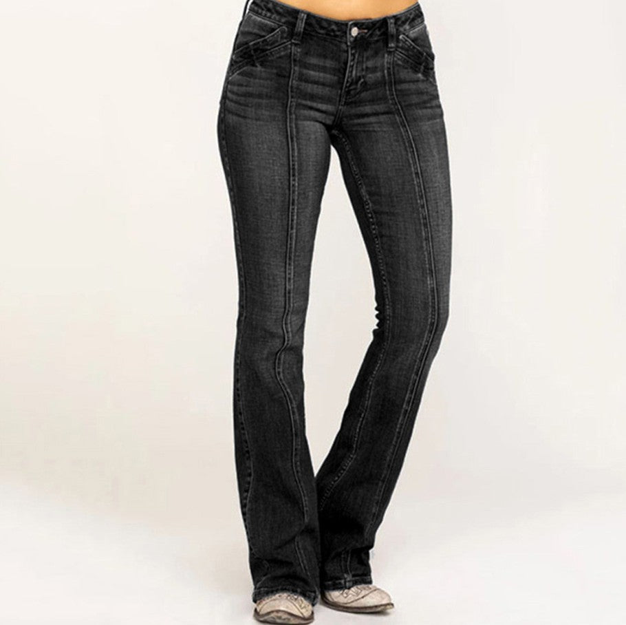 Women's Low Waist Flared Denim Jeans