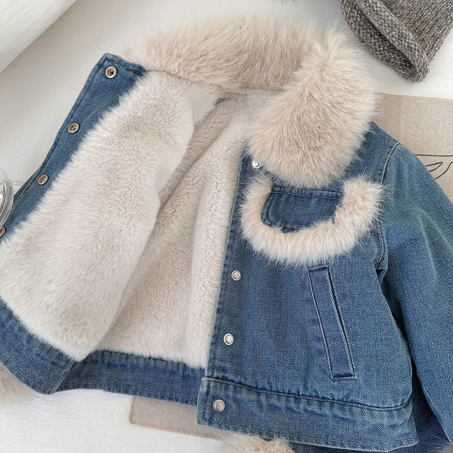 Girls' Winter Denim Jacket and Skirt