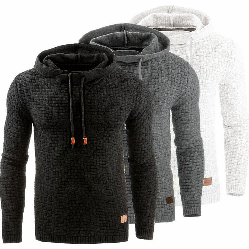 Men's jacquard long-sleeved hooded shirt