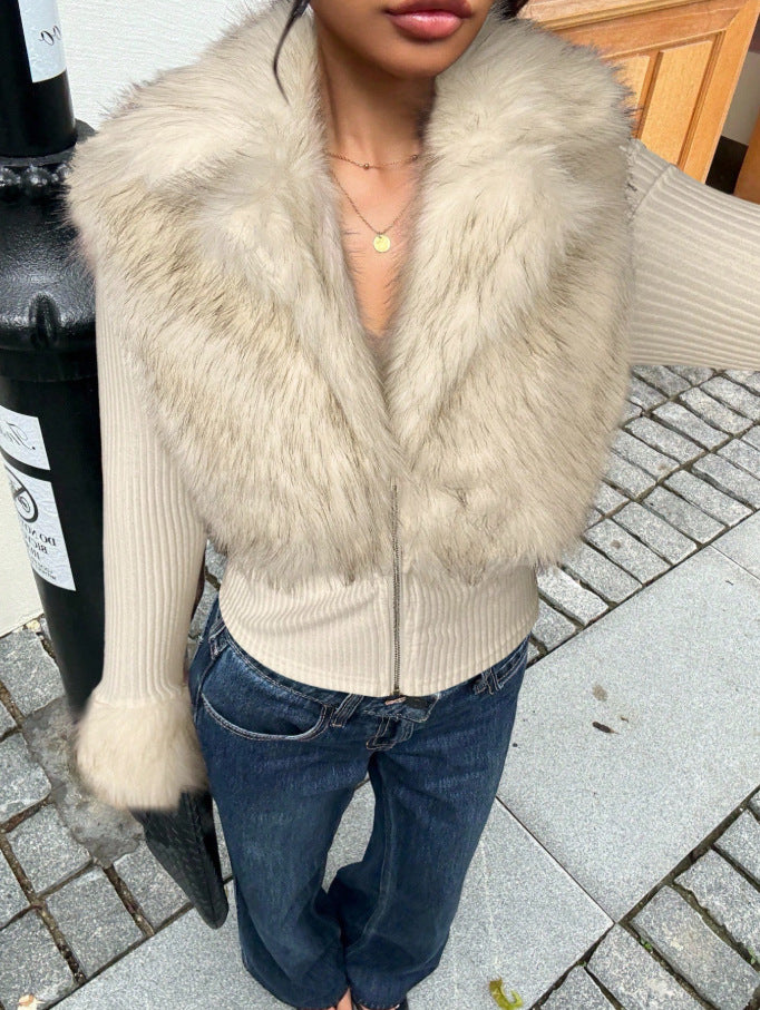 Plush Splicing Cardigan
